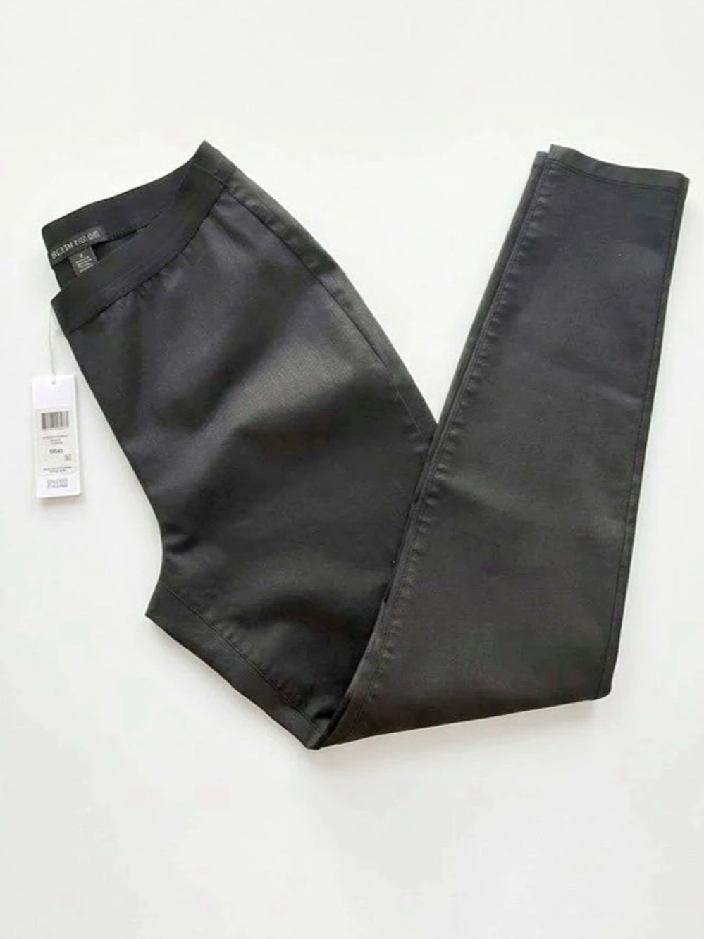 Eileen Fisher Coated Organic Cotton Stretchy Denim Black Pull-on Jeans Pants M
